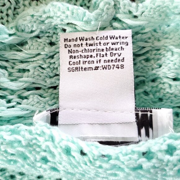 Serengeti Open Knit Open Cardigan Sweater M Mint Green Long Sleeve - Picture 5 of 5